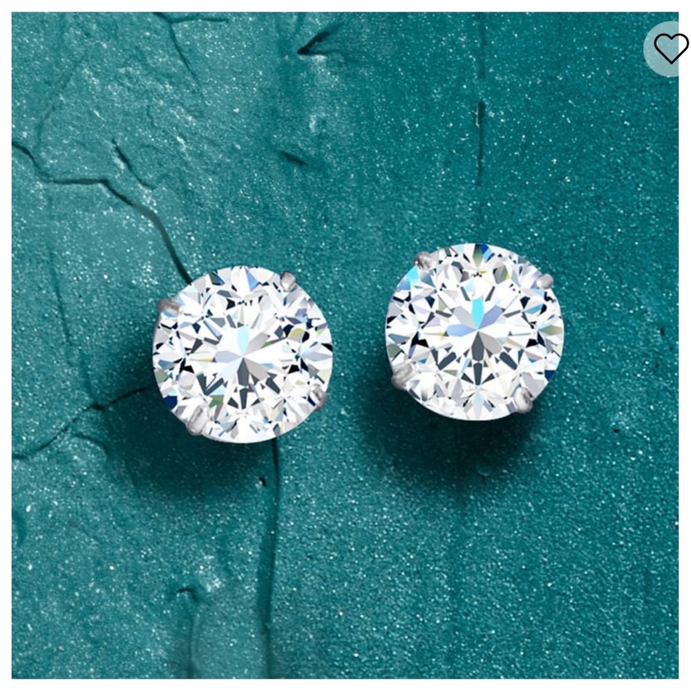 3CTW CZ Studs - White Gold - Picture 2 of 7